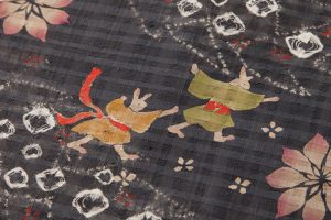 鈴木紀絵作　型絵染紬地九寸名古屋帯のサブ2画像