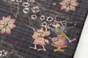 鈴木紀絵作　型絵染紬地九寸名古屋帯のサブ3画像