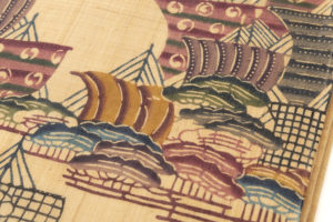 日本工芸会正会員 城間栄順作　芭蕉布地 本紅型染 名古屋帯のサブ3画像