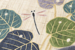 工芸きもの野口製　麻名古屋帯地「大葉に蜻蛉」のサブ2画像