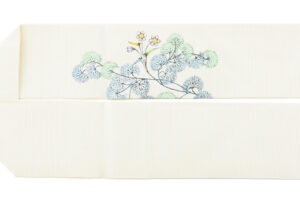 日本工芸会正会員 釜我敏子作　型絵染 絽名古屋帯「水草文」のサブ5画像