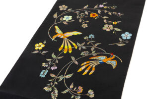 龍村美術織物製 たつむら 袋帯地「花喰舞鳥文」未仕立て品のサブ1画像