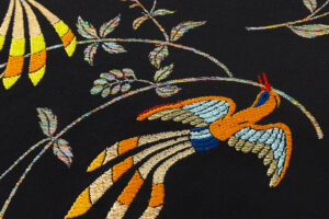龍村美術織物製 たつむら 袋帯地「花喰舞鳥文」未仕立て品のサブ2画像