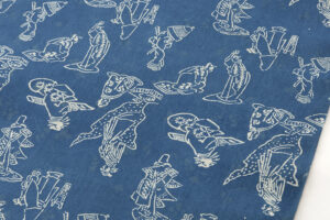 日本工芸会正会員　松原與七作　長板中型両面玉藍染 綿着尺　未仕立て品のサブ2画像