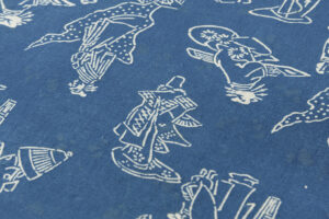 日本工芸会正会員　松原與七作　長板中型両面玉藍染 綿着尺　未仕立て品のサブ4画像