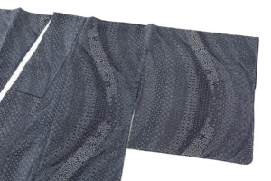 木邑織物製　 １２マルキ正藍染 大島紬着物のサブ1画像