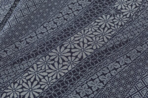 木邑織物製　 １２マルキ正藍染 大島紬着物のサブ5画像