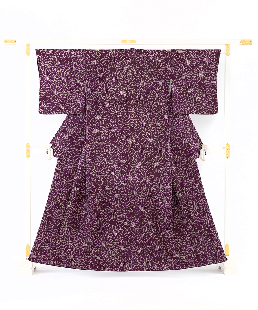 紫根染　紬着物のメイン画像