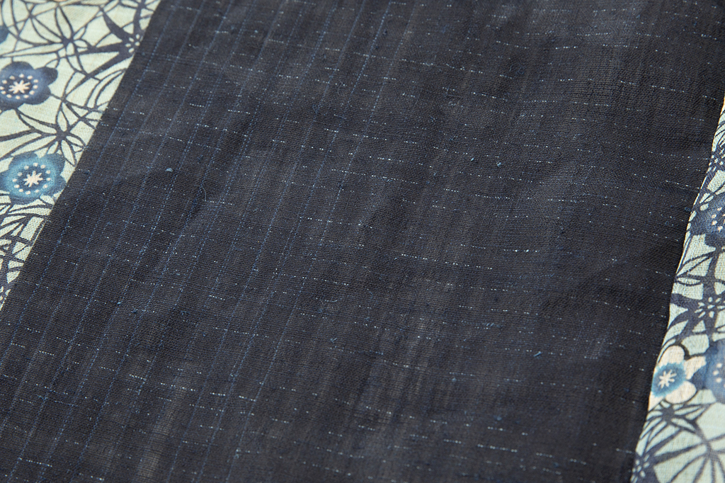宮古上布 本物です。美しい手紡、本藍、砧打ちの逸品です。盛夏のオシャレハギした約85cm