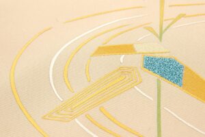 人間国宝 福田喜重作　刺繍 塩瀬九寸名古屋帯のサブ4画像