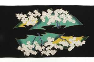 久呂田明功作　縮緬九寸名古屋帯地　未仕立て品のサブ4画像