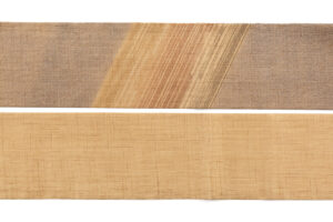 日本工芸会正会員 藍田正雄作　柿渋染 紬地九寸名古屋帯のサブ5画像