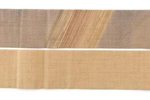 日本工芸会正会員 藍田正雄作　柿渋染 紬地九寸名古屋帯のサブ6画像