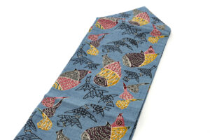 作家不詳　型絵染 紬九寸名古屋帯のサブ1画像