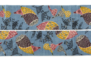 作家不詳　型絵染 紬九寸名古屋帯のサブ5画像