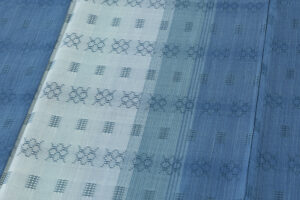 秋山眞和作　花織 紬訪問着のサブ5画像