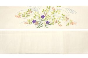 ぎをん齋藤製　絽 塩瀬九寸名古屋帯 「御所解 萩に桔梗」のサブ6画像