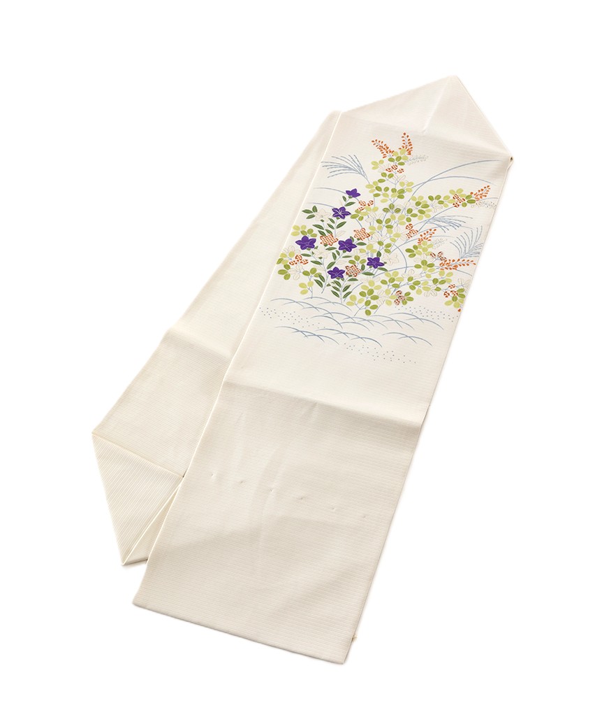 ぎをん齋藤製 絽 塩瀬九寸名古屋帯 「御所解 萩に桔梗」 | 特選