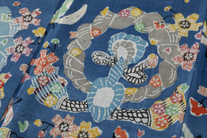 関美穂子作　型絵染 紬着物のサブ5画像