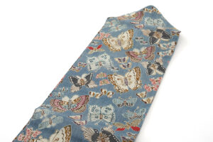 国画会会員 立花長子作　型絵染 麻九寸名古屋帯のサブ1画像