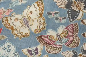 国画会会員 立花長子作　型絵染 麻九寸名古屋帯のサブ2画像