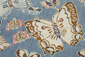 国画会会員 立花長子作　型絵染 麻九寸名古屋帯のサブ3画像