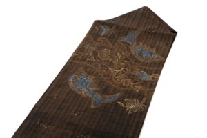 鈴木紀絵作　型絵染 紬九寸名古屋帯のサブ1画像