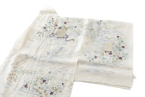 白木染匠製　重要無形文化財 越後上布 京友禅 訪問着地　未仕立て品のサブ1画像