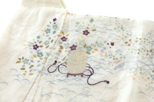 白木染匠製　重要無形文化財 越後上布 京友禅 訪問着地　未仕立て品のサブ2画像