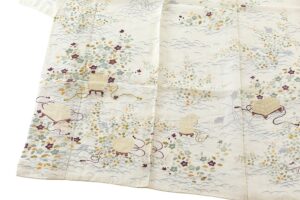 白木染匠製　重要無形文化財 越後上布 京友禅 訪問着地　未仕立て品のサブ3画像