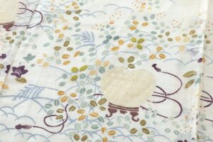 白木染匠製　重要無形文化財 越後上布 京友禅 訪問着地　未仕立て品のサブ4画像