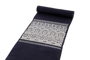 南部菱刺し 九寸名古屋帯地　未仕立て品のサブ1画像