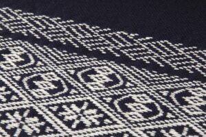 南部菱刺し 九寸名古屋帯地　未仕立て品のサブ2画像