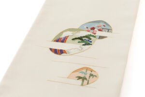 染繍工芸大羊居製　塩瀬九寸名古屋帯のサブ1画像