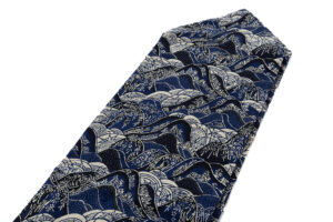 浦野理一作　型絵染 縦節紬 九寸名古屋帯のサブ1画像