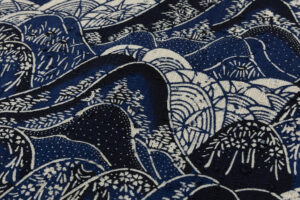 浦野理一作　型絵染 縦節紬 九寸名古屋帯のサブ2画像