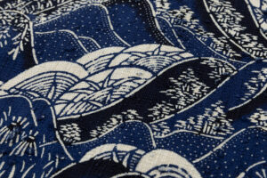 浦野理一作　型絵染 縦節紬 九寸名古屋帯のサブ3画像