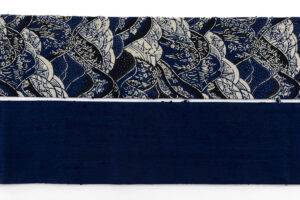 浦野理一作　型絵染 縦節紬 九寸名古屋帯のサブ4画像