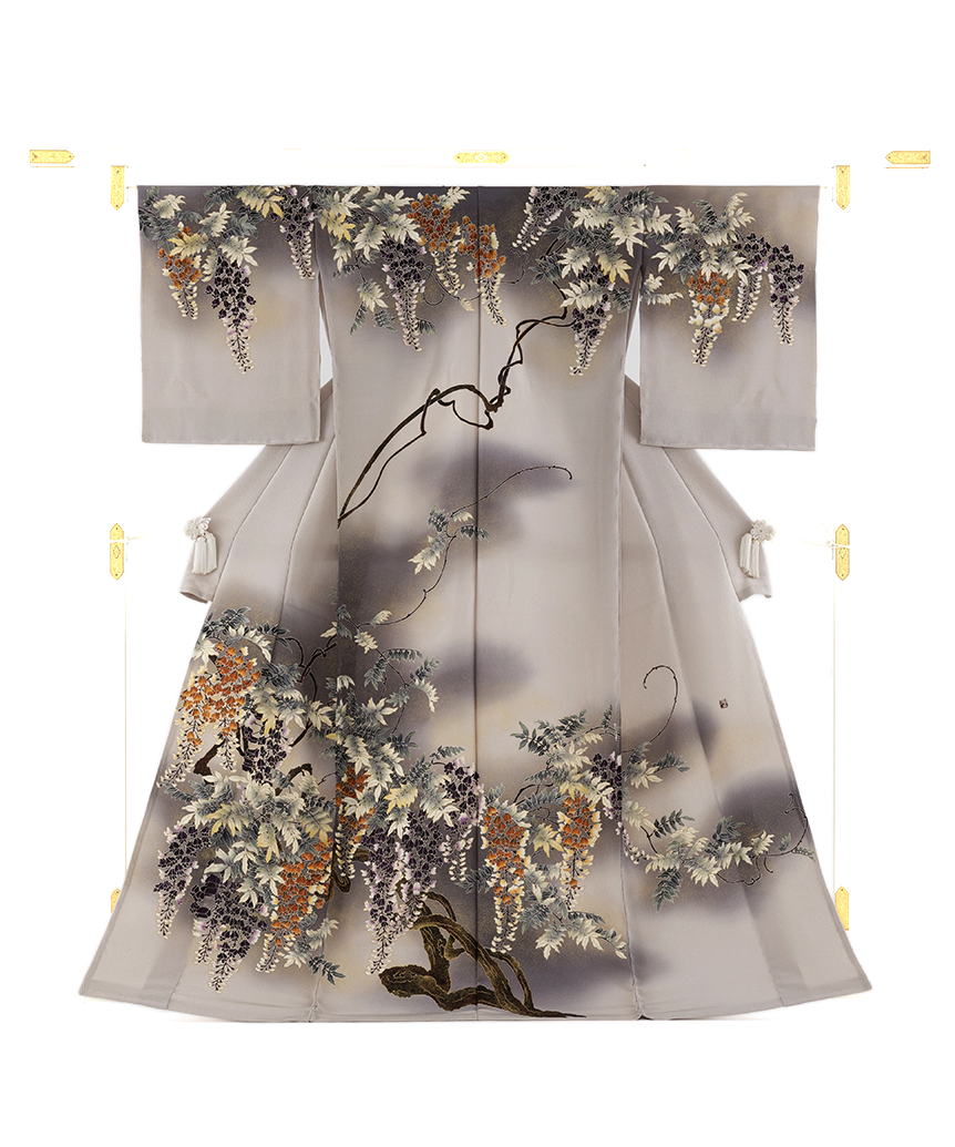 Lineお友達先行公開中：浦野理一作　縮緬訪問着地　未仕立て品のメイン画像