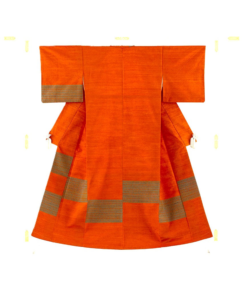 Lineお友達先行公開中：国画会会員 原田麻耶作　めがね織 紬訪問着のメイン画像