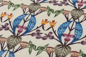 人間国宝 玉那覇有公作　本紅型染 重要無形文化財 越後上布 九寸名古屋帯地　「カラコンテリギ文様」　未仕立て品のサブ3画像