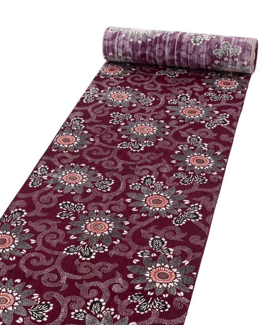 Lineお友達先行公開中：浦野理一作　型絵染 縦節紬 着尺　未仕立て品のメイン画像