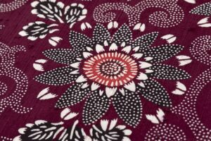 浦野理一作　型絵染 縦節紬 着尺　未仕立て品のサブ4画像