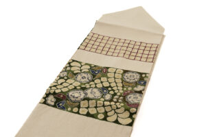 久呂田明功作　縮緬九寸名古屋帯のサブ1画像