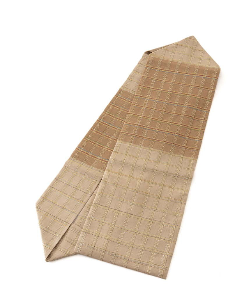 Lineお友達先行公開中：作家不詳　吉野格子 紬九寸名古屋帯のメイン画像