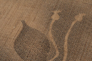 日本工芸会正会員 藍田正雄作　柿渋染 紬地九寸名古屋帯のサブ3画像