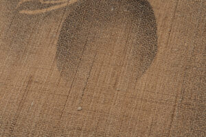 日本工芸会正会員 藍田正雄作　柿渋染 紬地九寸名古屋帯のサブ4画像