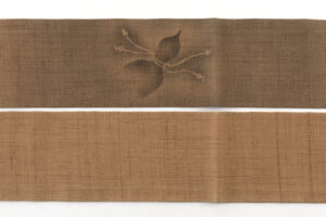 日本工芸会正会員 藍田正雄作　柿渋染 紬地九寸名古屋帯のサブ5画像