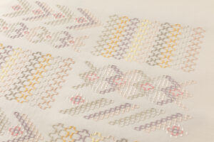 宮平一夫作　首里花織 九寸名古屋帯地　「春の華」　未仕立て品のサブ2画像