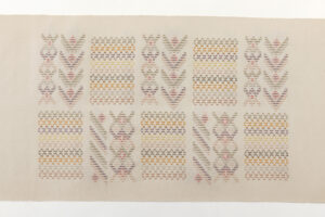 宮平一夫作　首里花織 九寸名古屋帯地　「春の華」　未仕立て品のサブ4画像